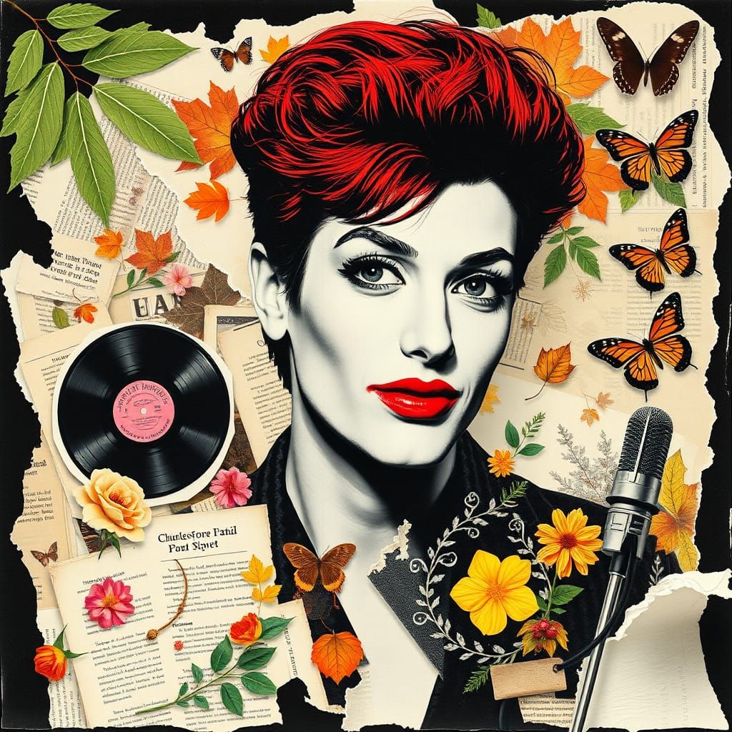 Dada-Inspired Autumn Collage with 1920s Figure