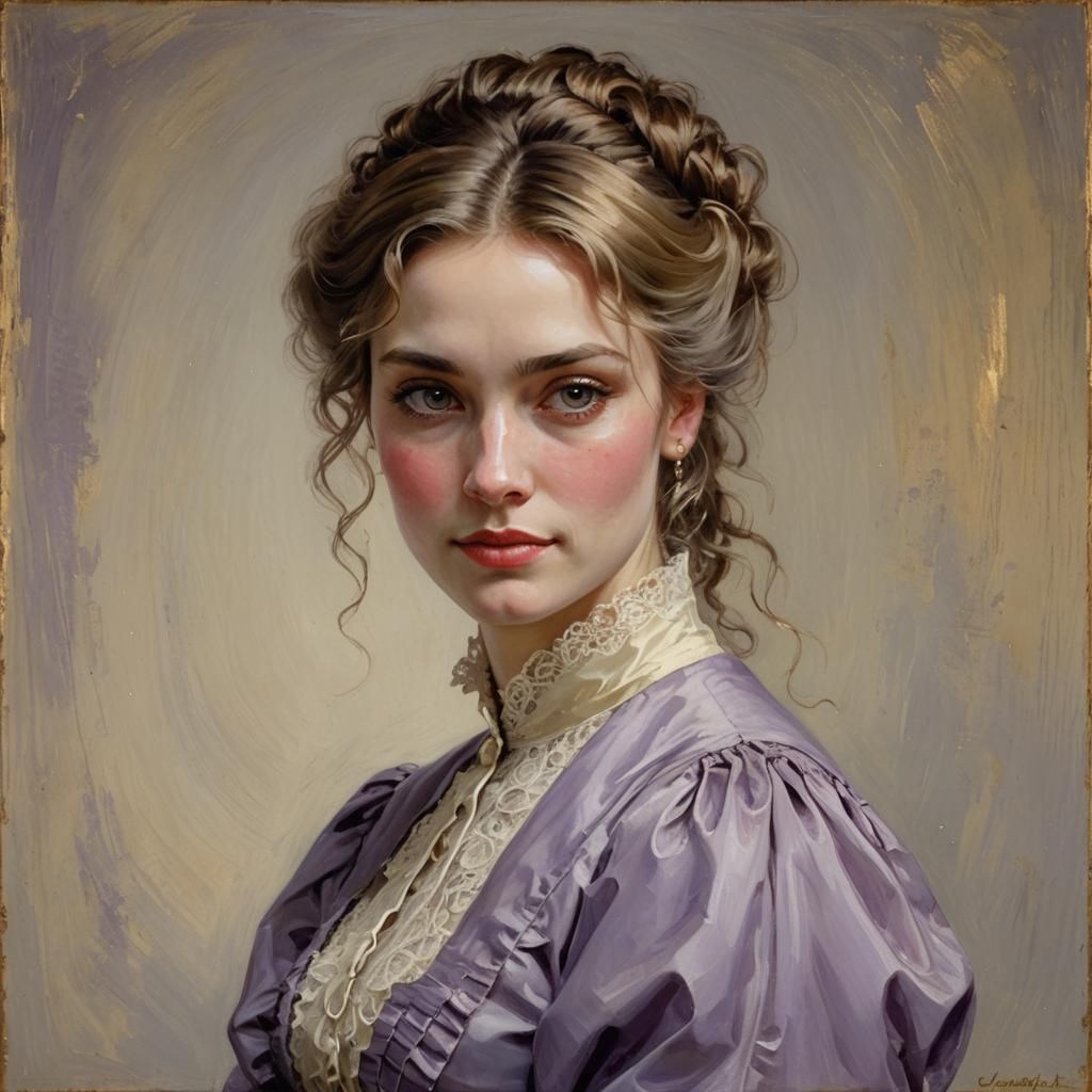 Victorian Lady with Pale Gold Hair, Oil Painting