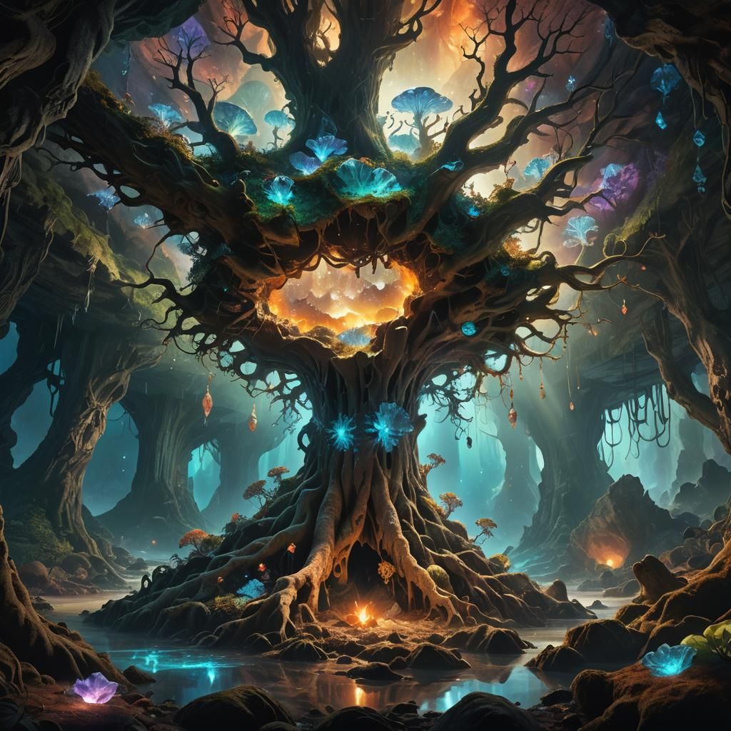 Glowing Crystal Cave: Fantasy Concept Art