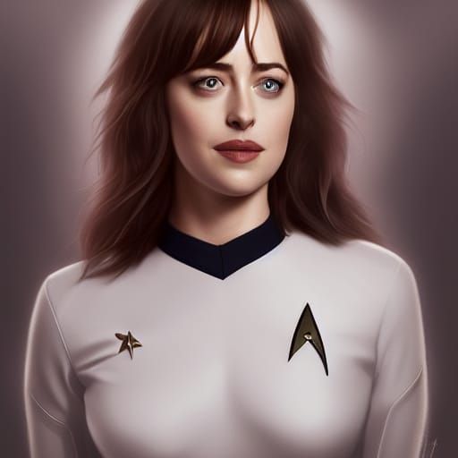 Woman in Star Trek Uniform, Detailed Digital Portrait
