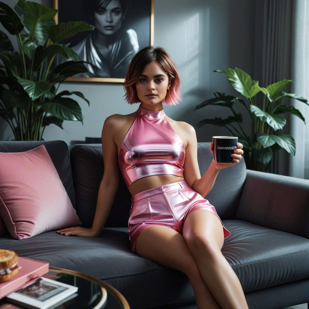 Jenna Coleman in Gerhard Richter Style, Pink Hair