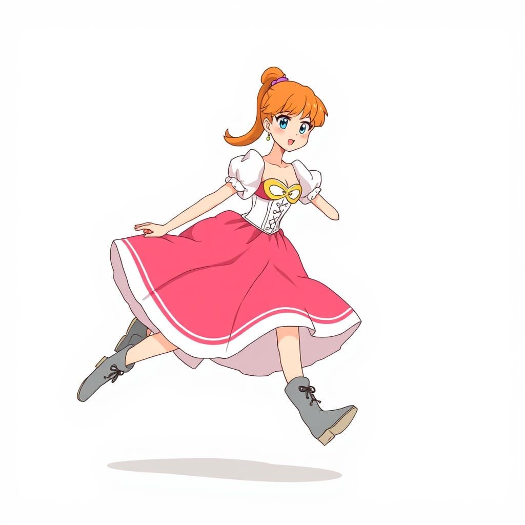 Cartoon-Style Princess Running at Superhuman Speed