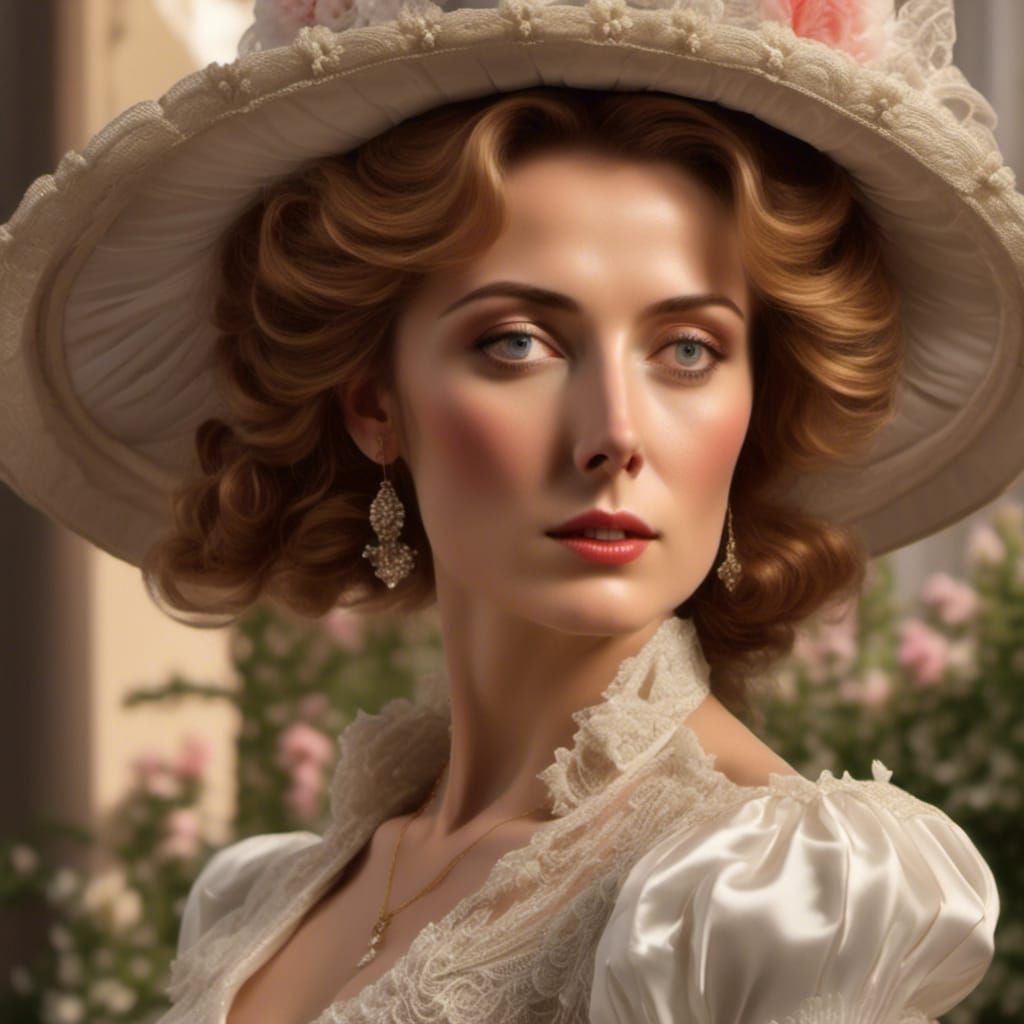 Elegant Woman Posing in Garden at Golden Hour