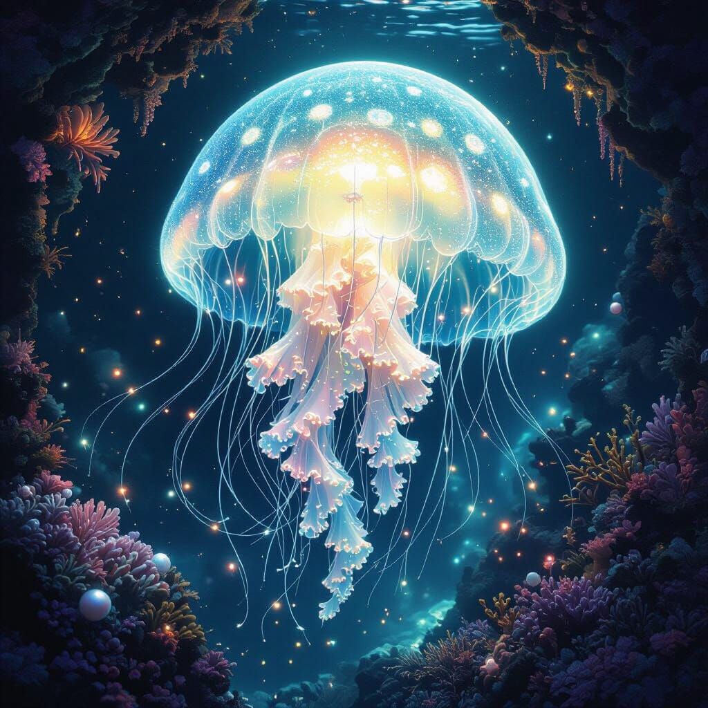 Bioluminescent Jellyfish Illuminates Underwater City