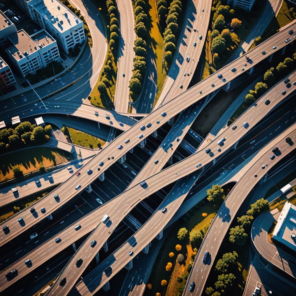 Aerial View of Intersecting Highways in Professional Photogr...