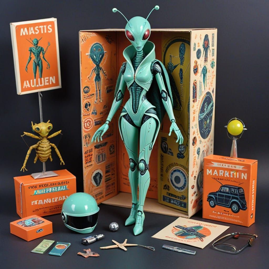 Vintage Sci-Fi Fashion Doll Box in Retro Style