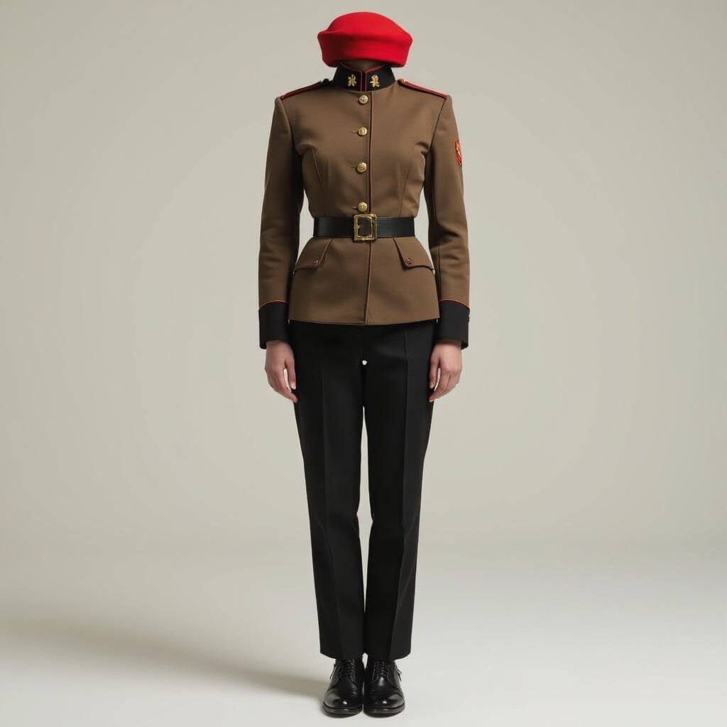 Man in Brown Top, Black Pants, Red Hat