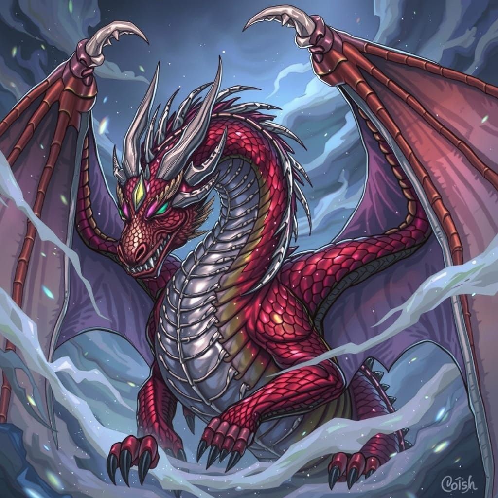 Iridescent Dragon's Emotional Transformation in Mystical Sty...