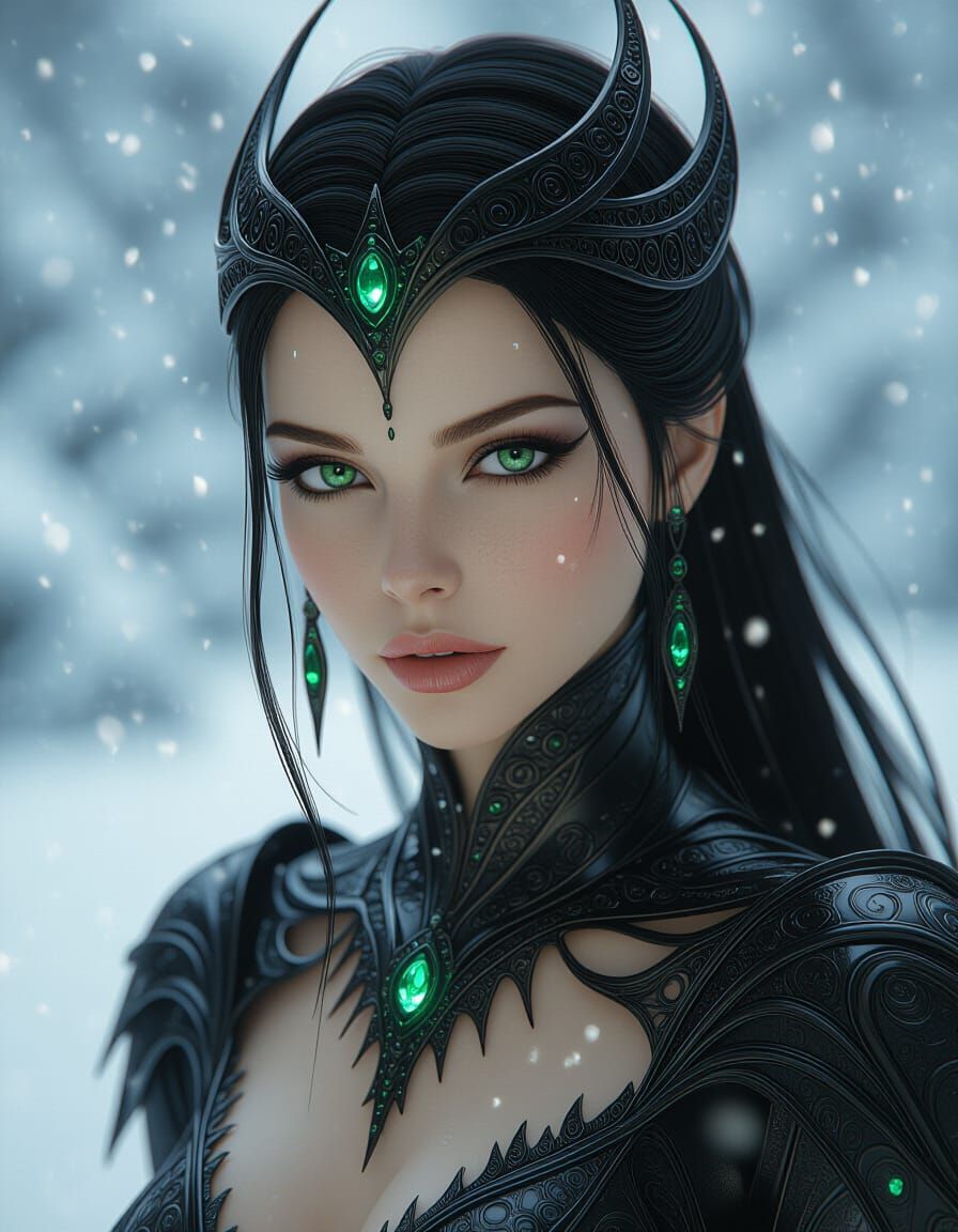 Sensual Sorceress in Dark Horror Style