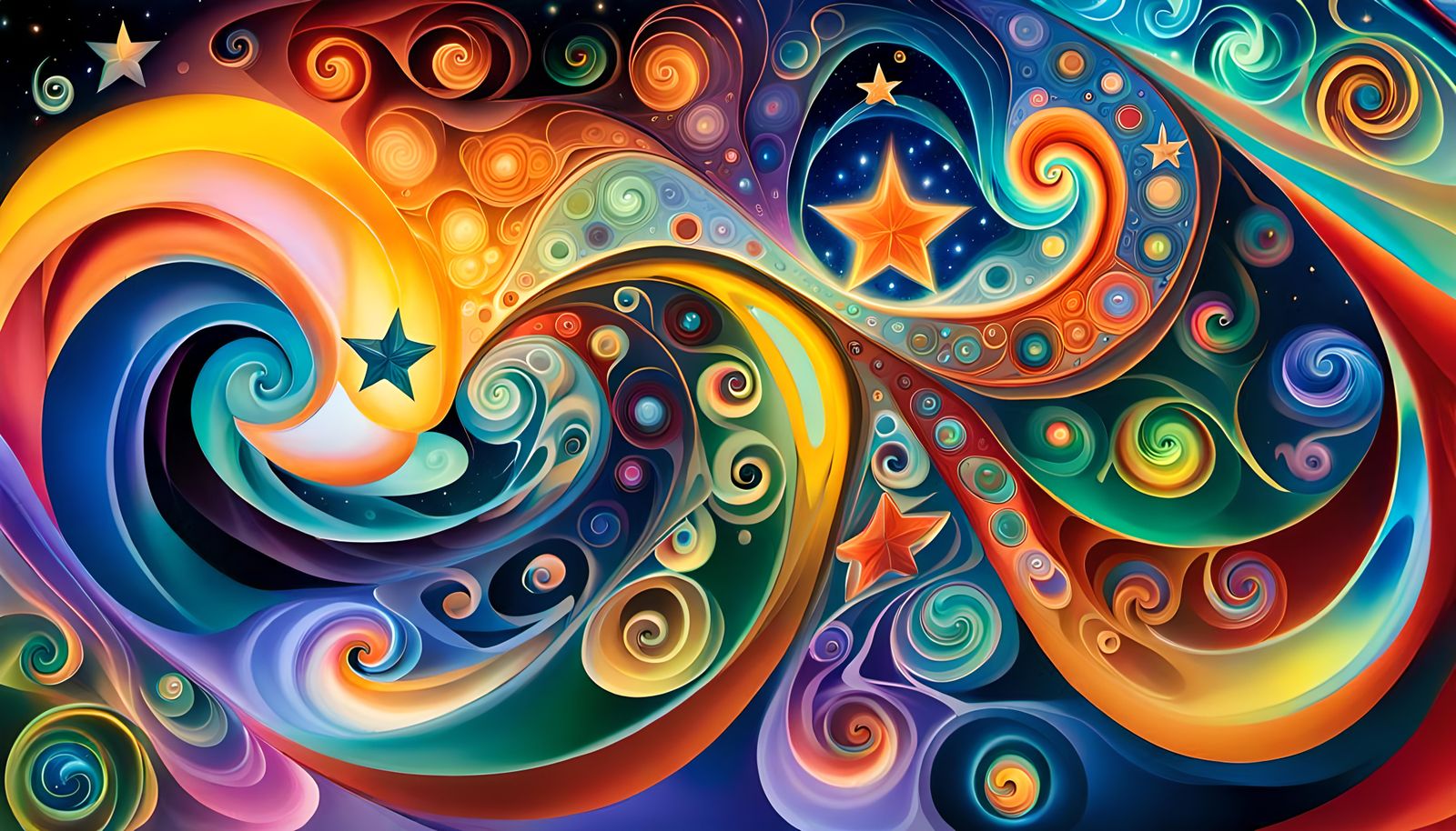 Iridescent Star Cluster Formation in Chagall Style