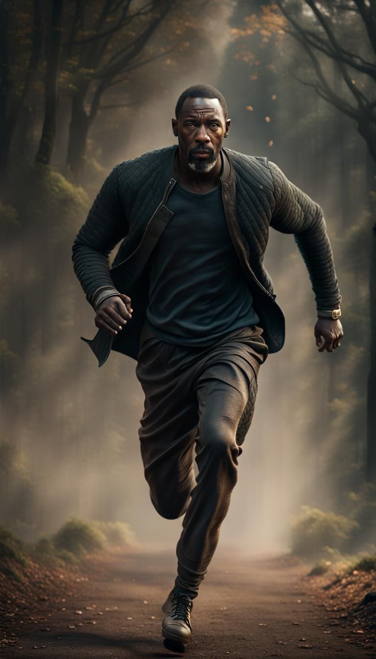 Mysterious Figure in Motion: Digital Painting