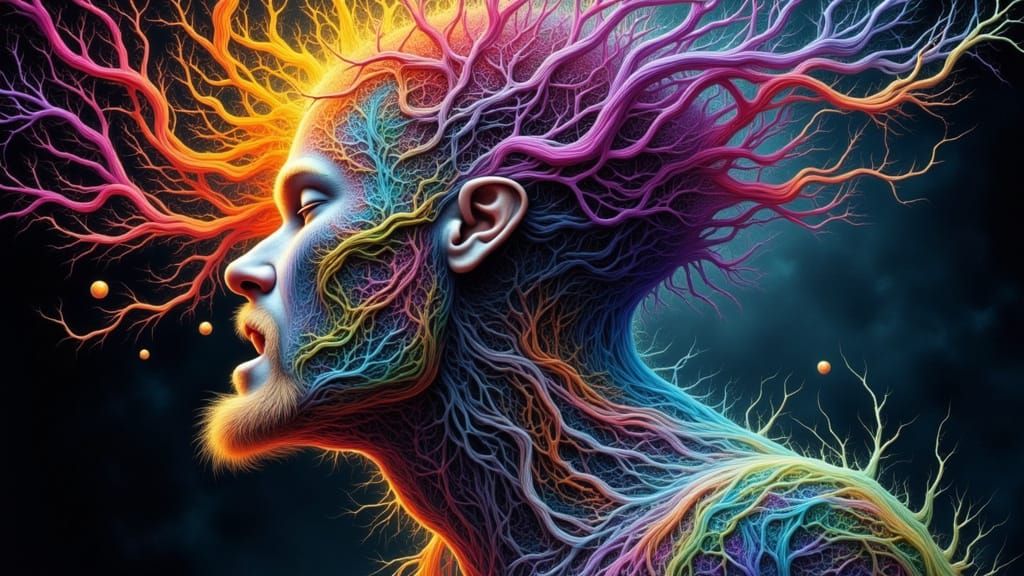 Fairy Punk X-Ray Art of Fractal Faced Man