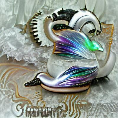 Steampunk Iridescent Chromium Swan: AI Art