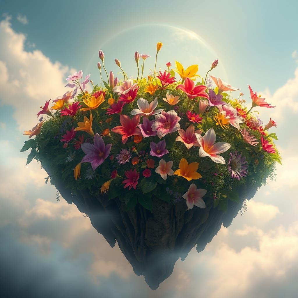 Ethereal Floating Island Landscape in Dreamy, Surreal Style