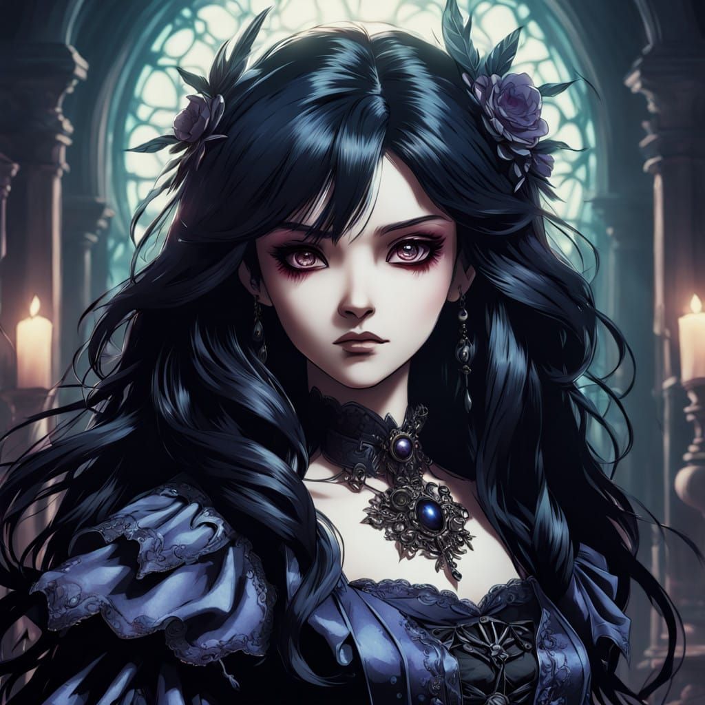 Elegant Gothic Doll in Victorian Attire