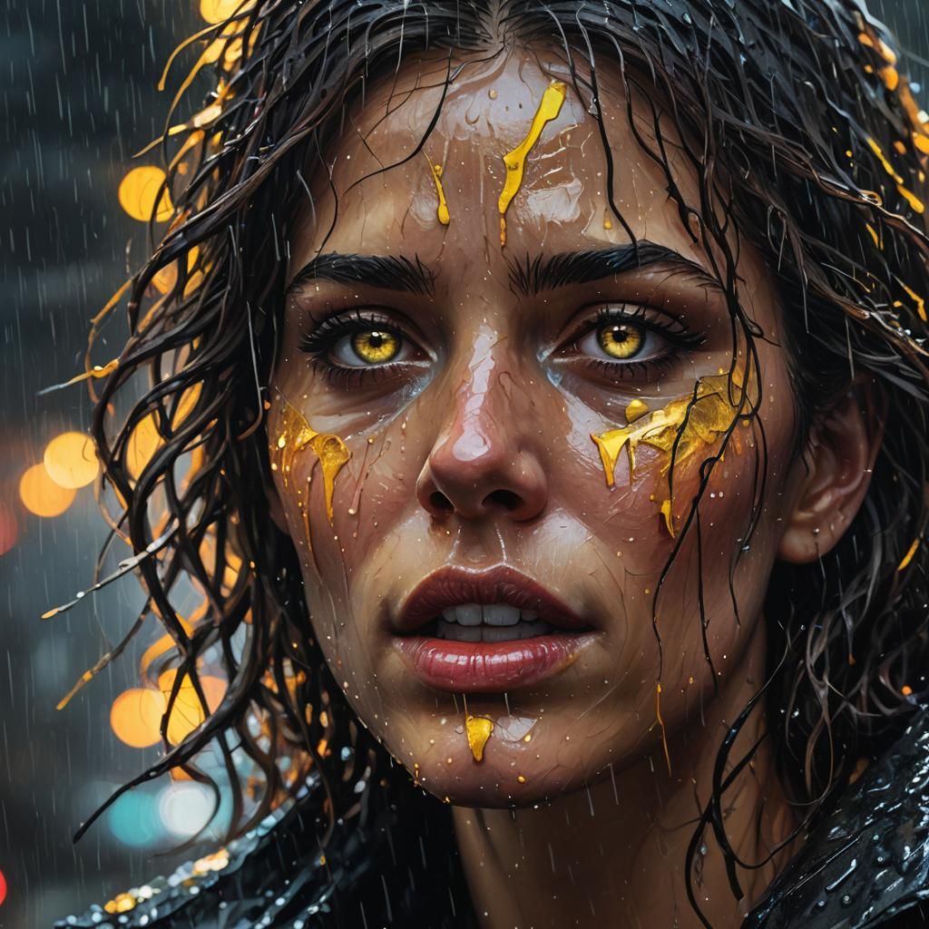 Neon Reflections: A Dark Fantasy Impasto Portrait