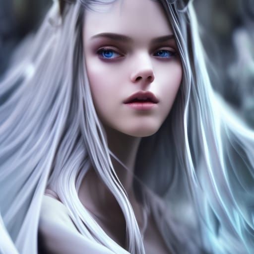 Winter Eladrin Portrait in Dark Fantasy Style