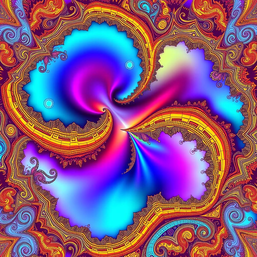 Psychedelic Fractal Dreamscape in Vibrant 3D Shading