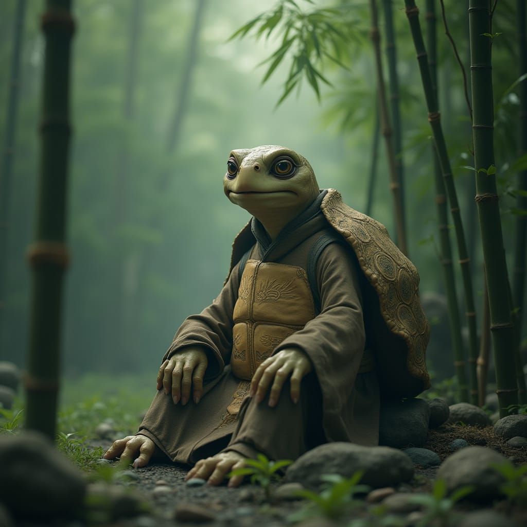 Wise Turtle Sage in Bamboo Forest