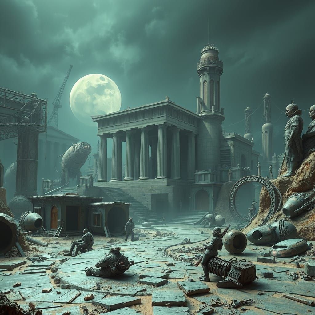 Surreal Biomechanical Landscape in Dystopian Style