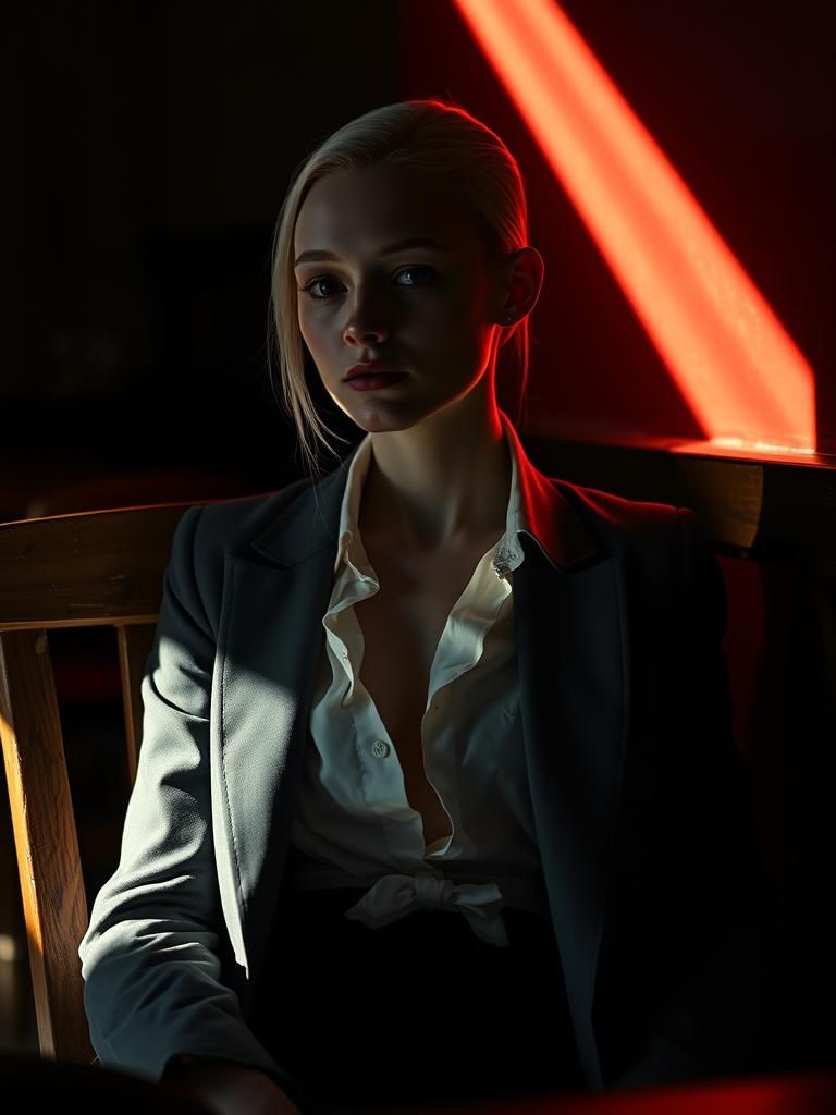 Striking Albino Woman Portrait in Chiaroscuro Lighting
