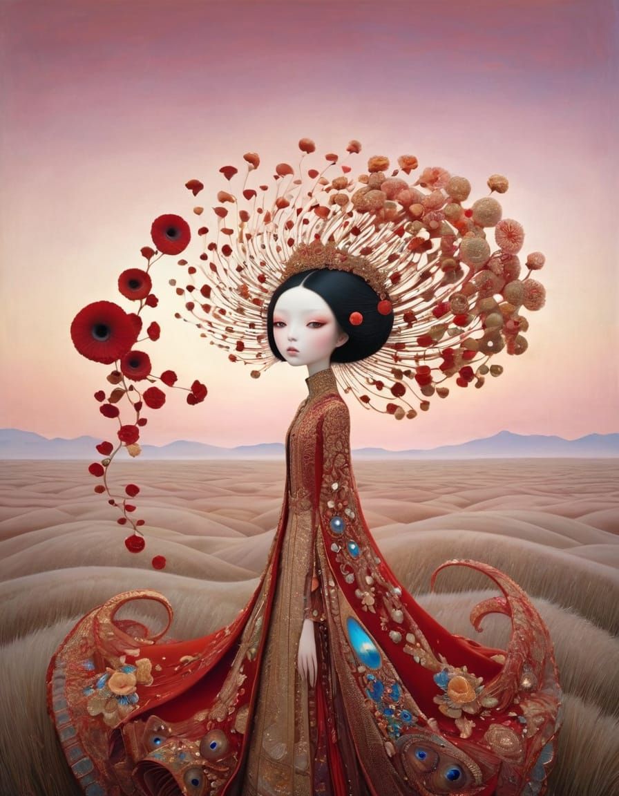 Surreal Portrait in the Style of Symbolist Masters