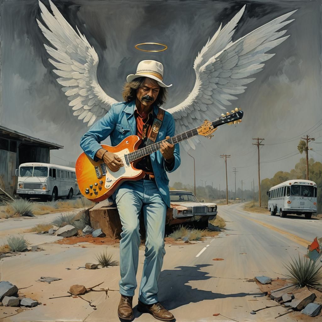Dickie Betts as Angel: An Impressionist Gouache Masterpiece