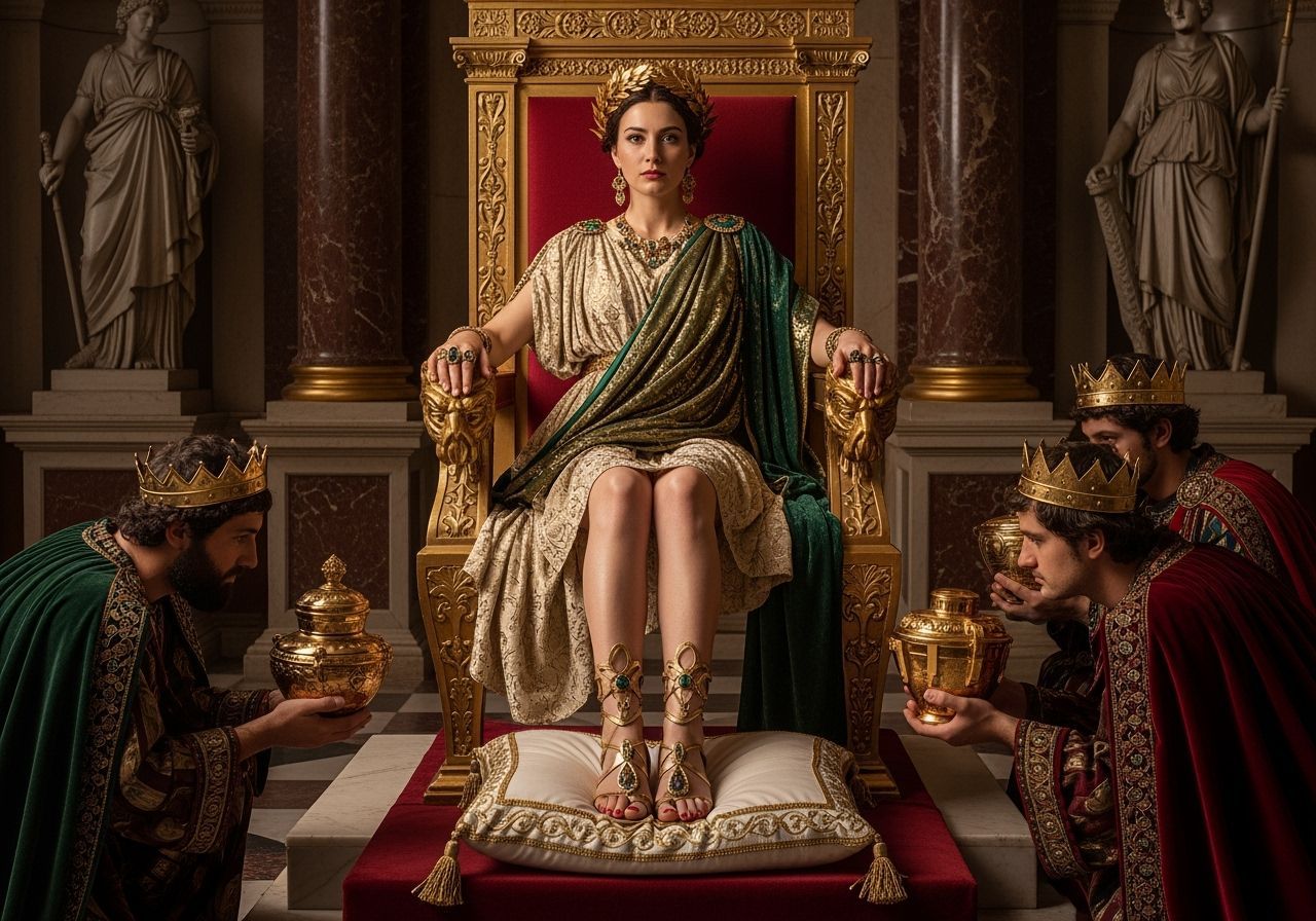 Roman Empress on Gold Throne, Inspired by Baroque Art