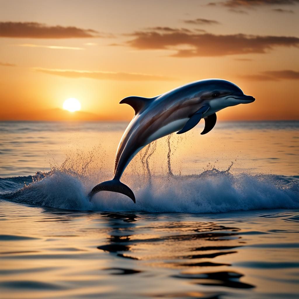 Sunset Dolphin Portrait in Professional Photography Style