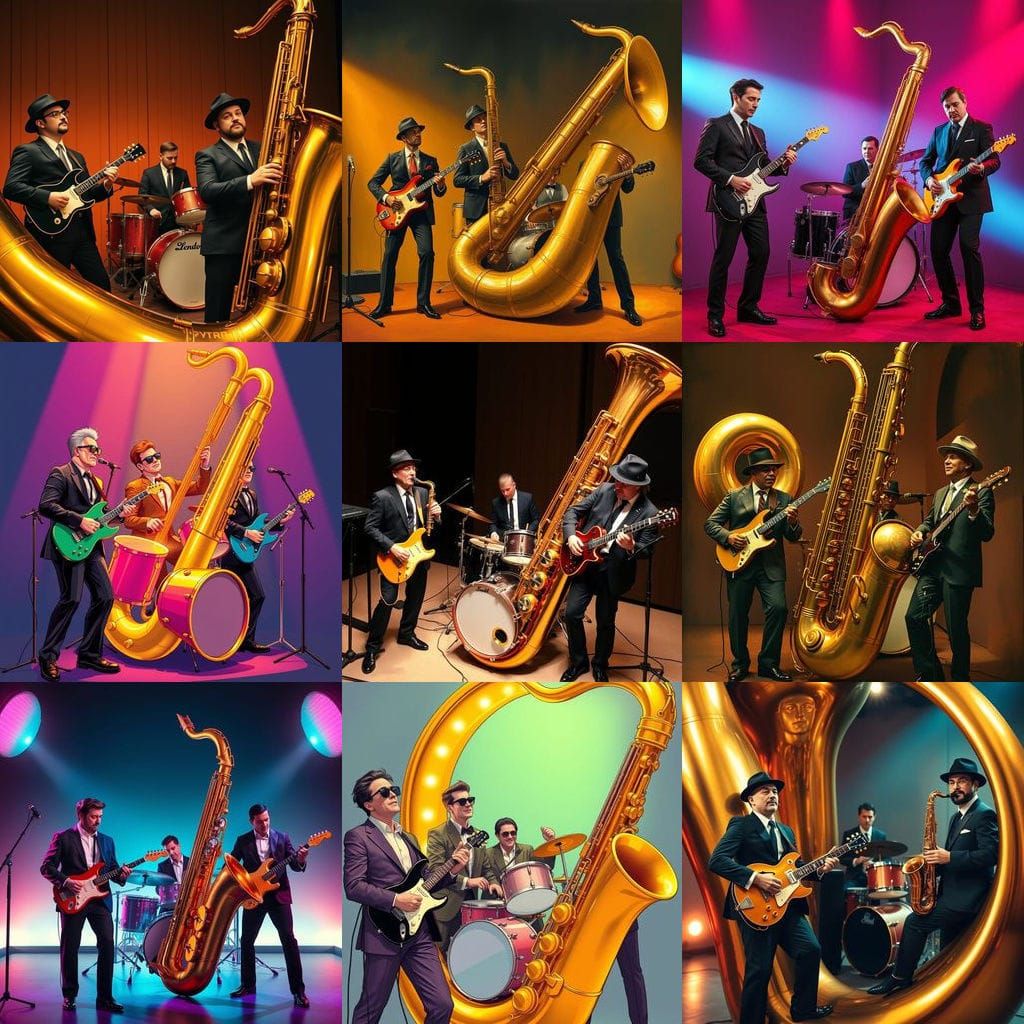 Jazz Band Plays Inside Golden Saxophone