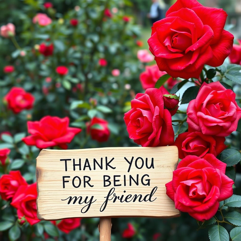 Red Roses and Thank You Message in Bloom