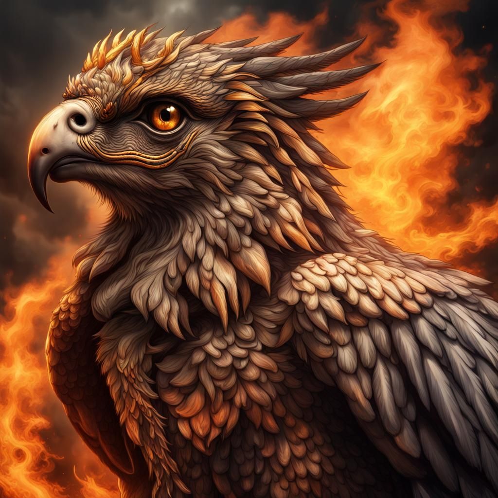 Majestic Gryphon Wreathed in Flames