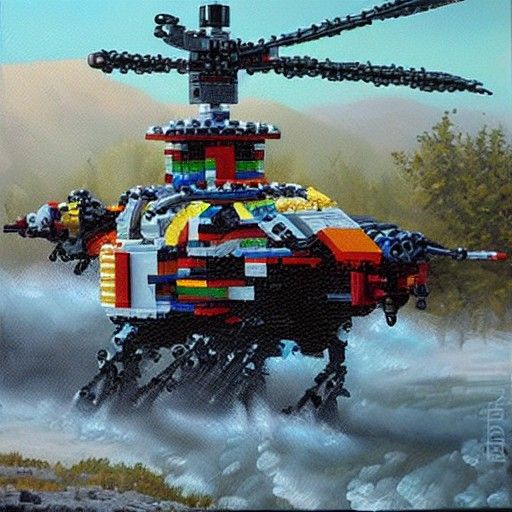 Lego Brick in Oil Painting Style
