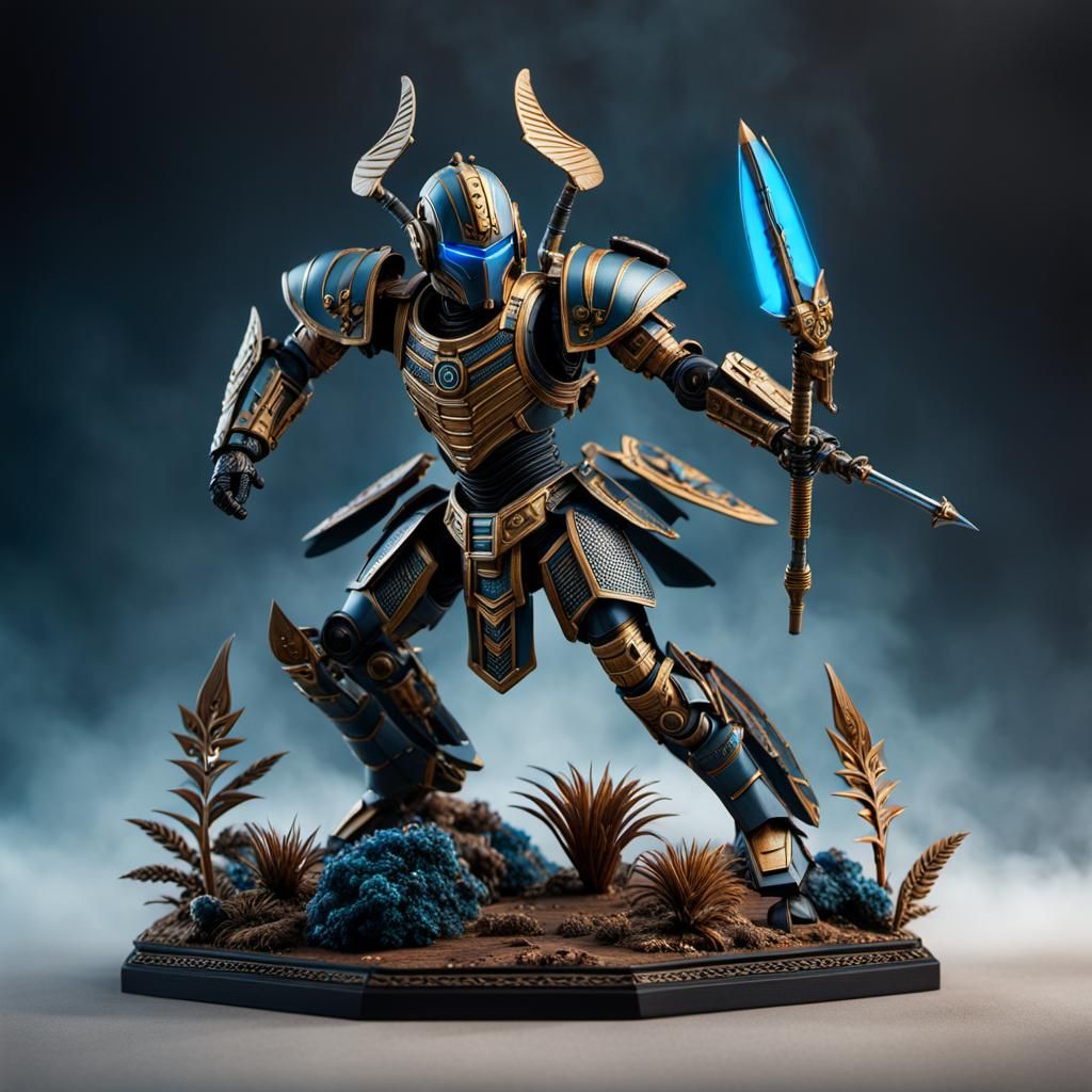 Medieval Robot Warrior Miniature in Egyptian Armor