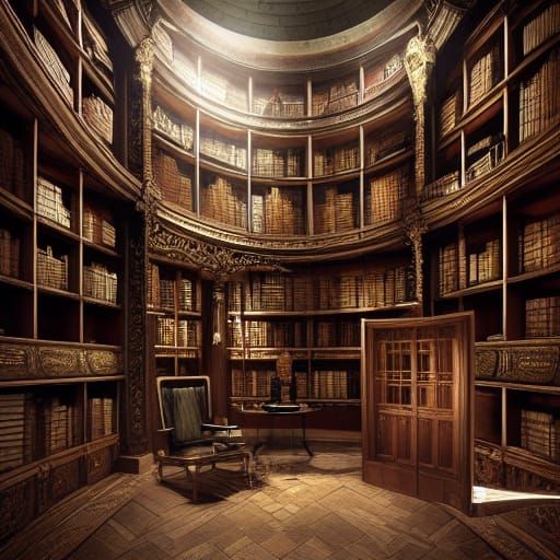 Epic Secret Round Library Digital Matte Painting