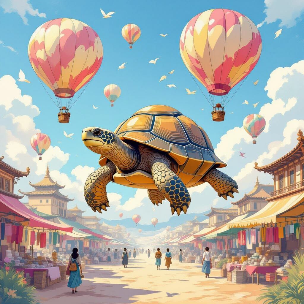 Giant Tortoise Balloon Bazaar Over Silk Road Skies