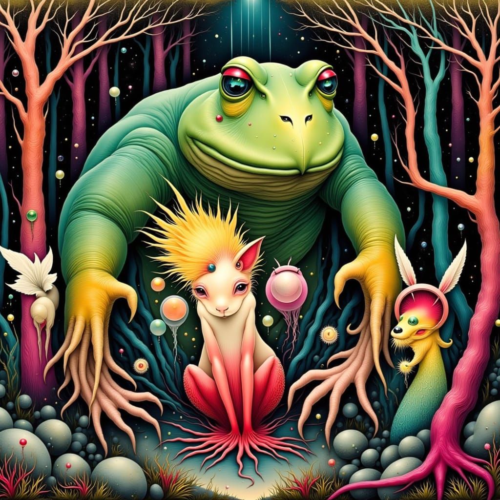 Toad and Fox Bride in Fauvist Style