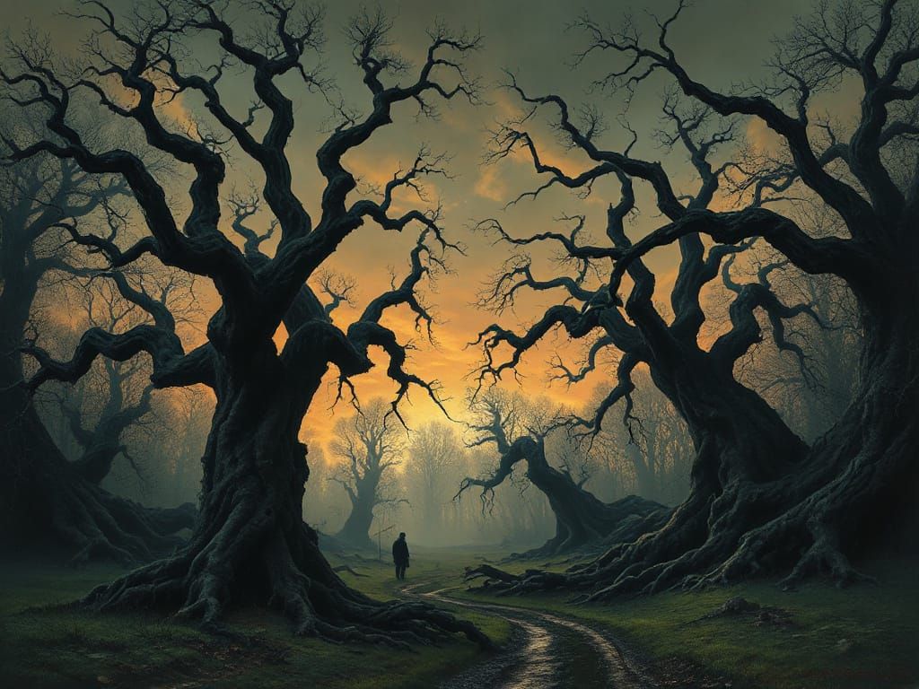 Twisted Narnia Realm in Dark Gothic Horror Style