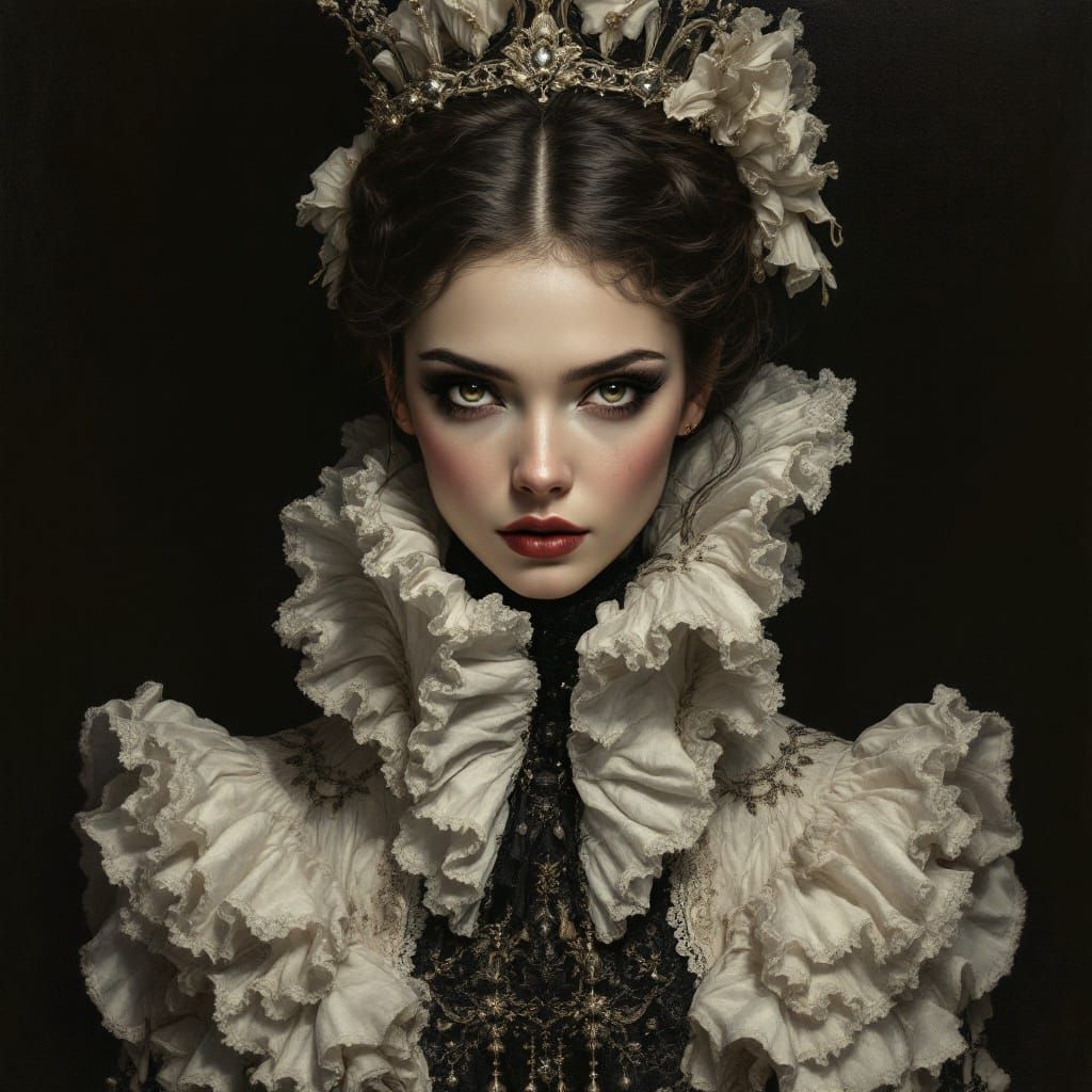 Regal Victorian Lady in Gothic Oil Painting