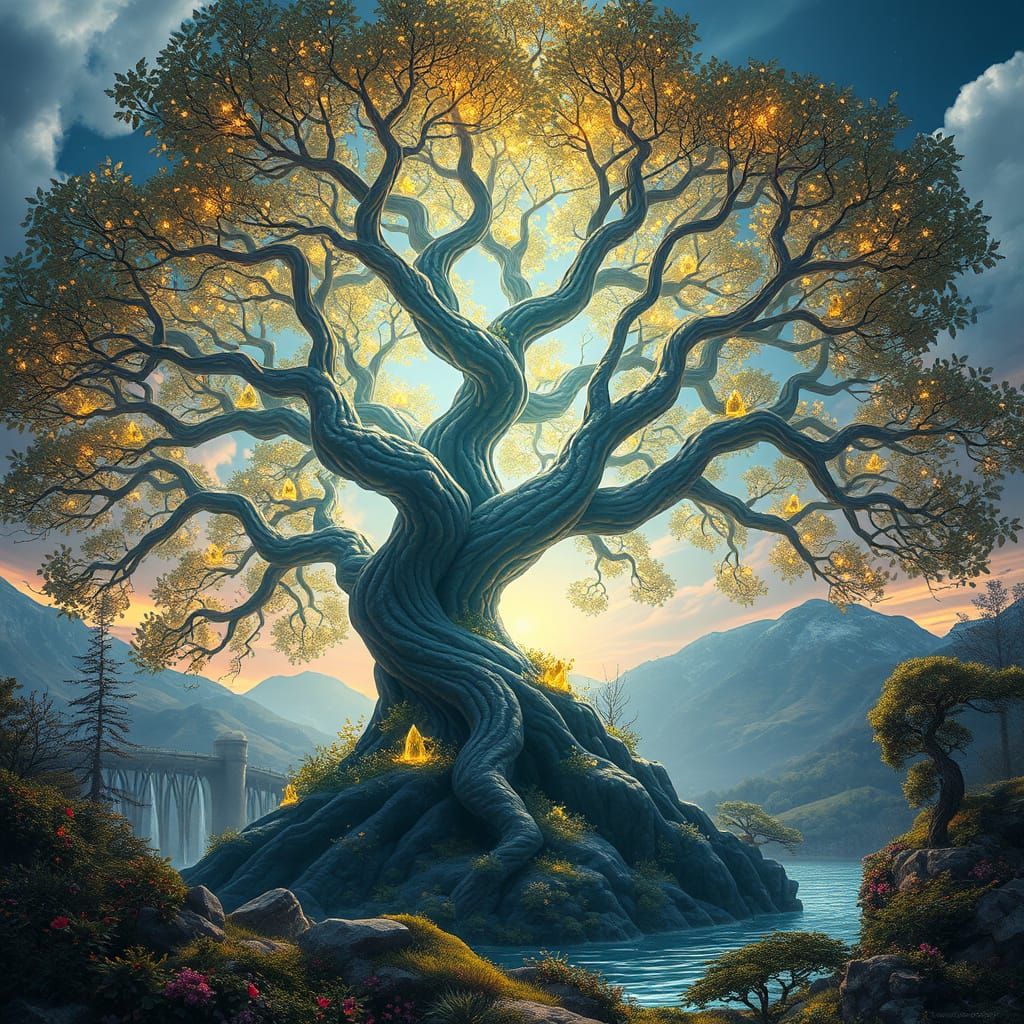 Ethereal Tree of Life Ascends to Heaven