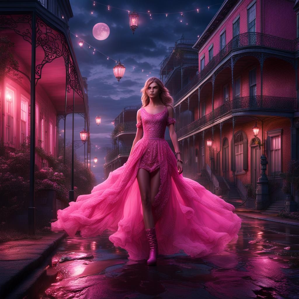Hope Mikaelson in Pink Dress, New Orleans Night