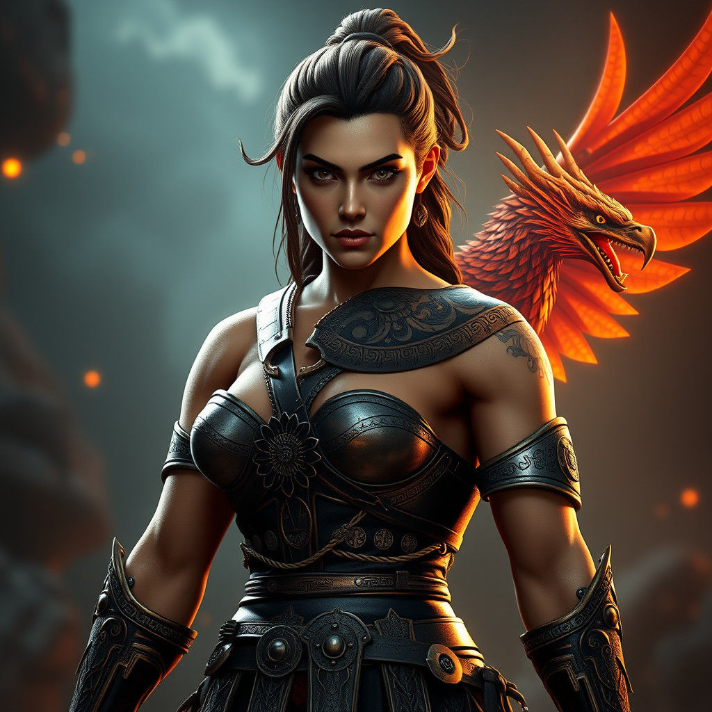 Viking Woman as Eagle Tarot Card: 3D Render