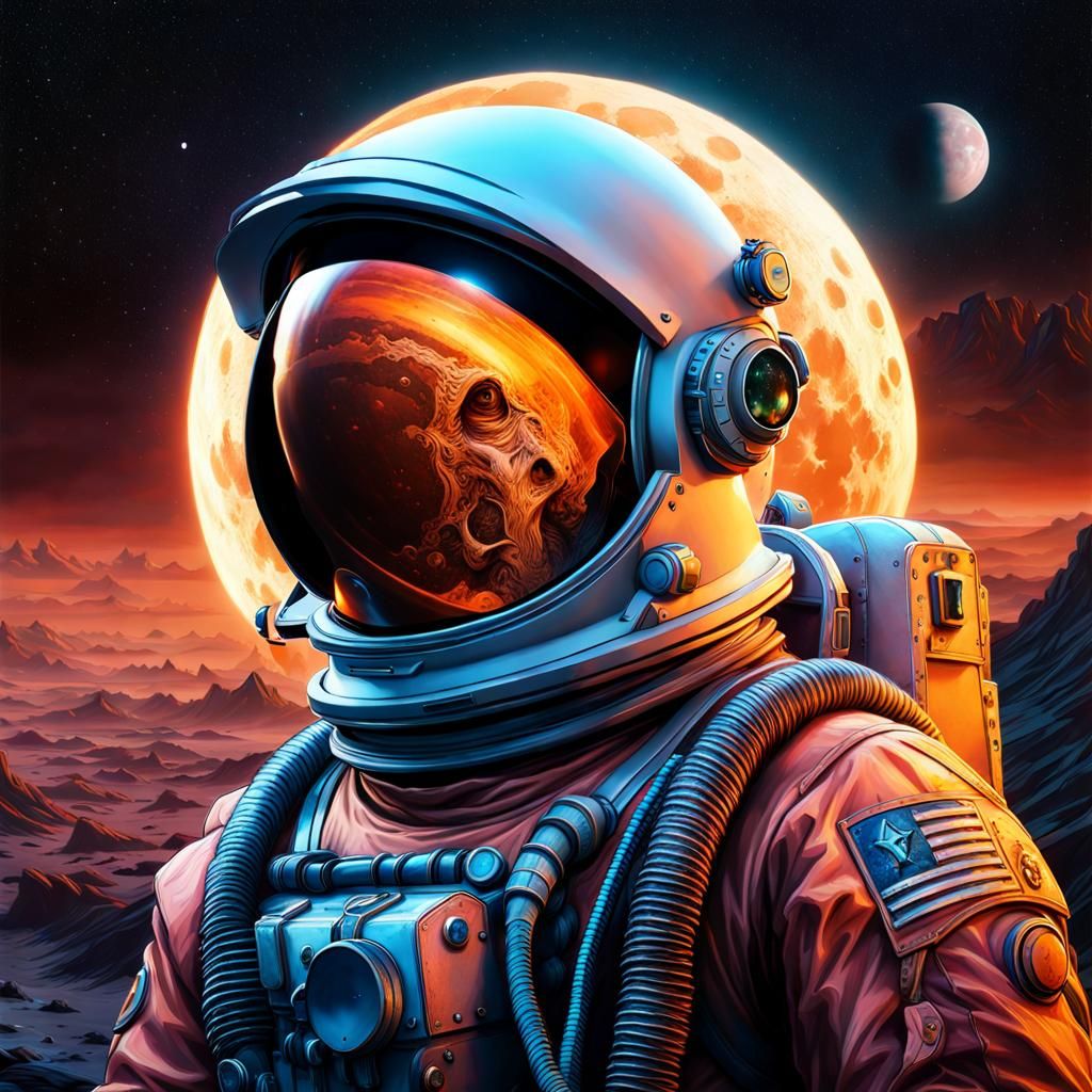 Astronaut Miner Portrait on Jupiter Moon in Fantasycore Styl...