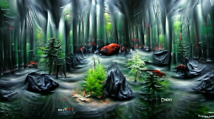 Enigmatic Dark Forest Scene