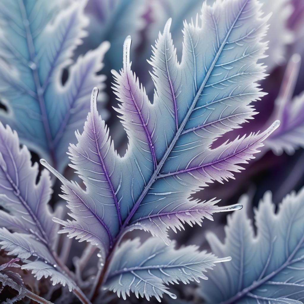 Frost Crystals on Leaf in Digital Art