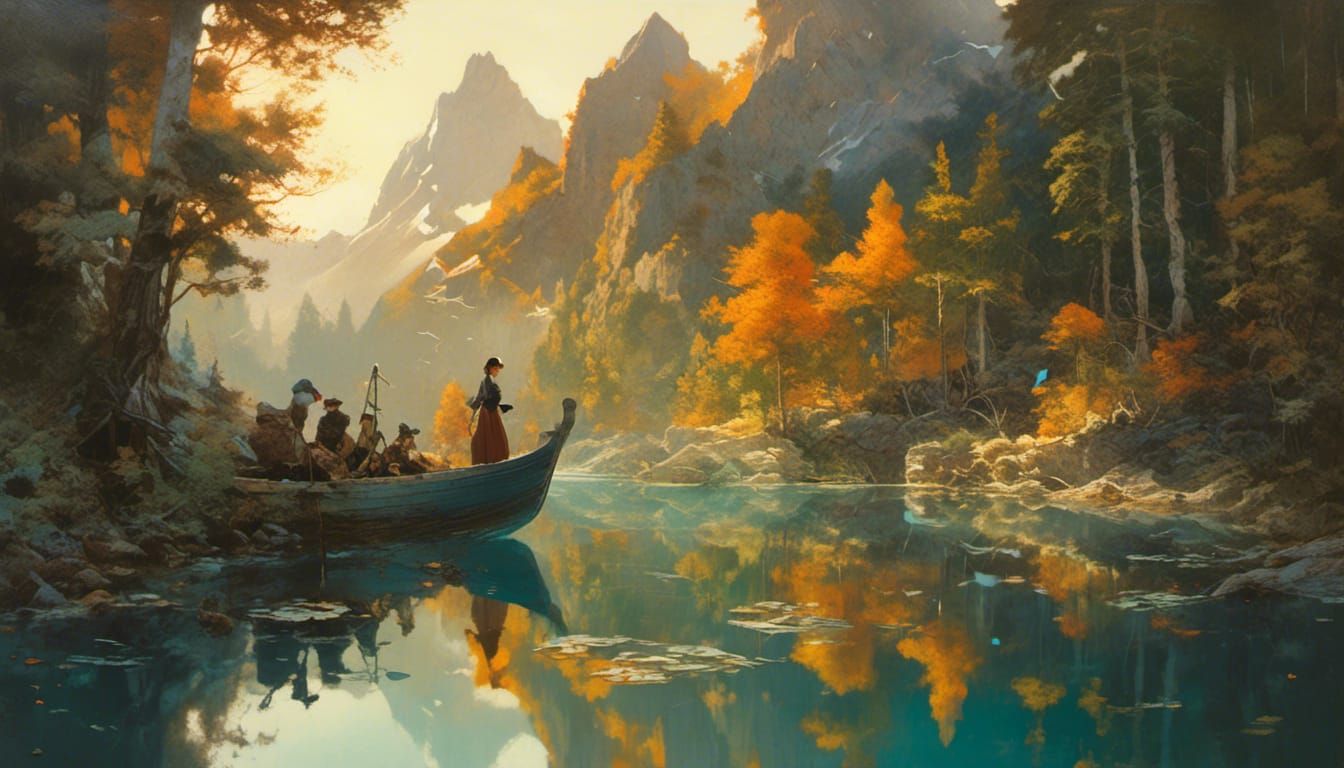 Golden Hour Scene as Oil Painting by Gurney