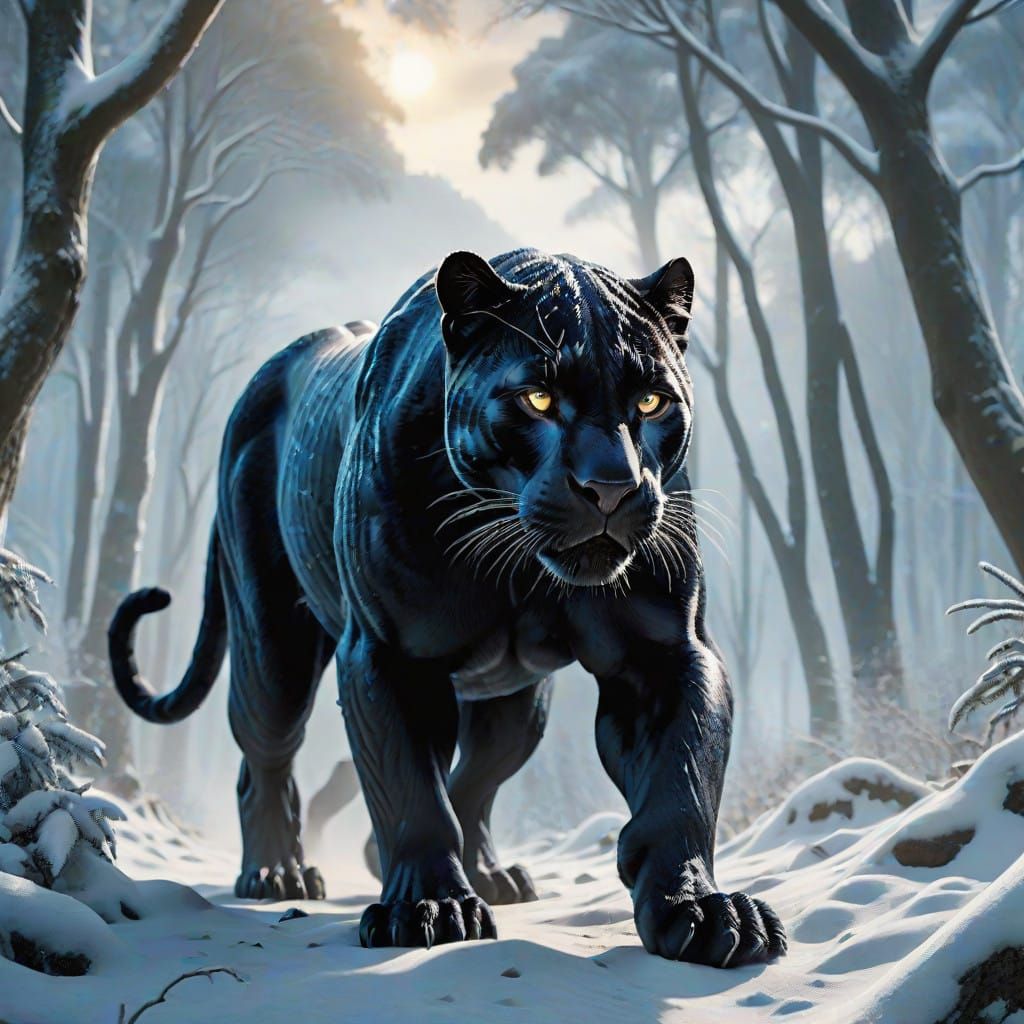 Winter Panther in Cinematic Winter Wonderland