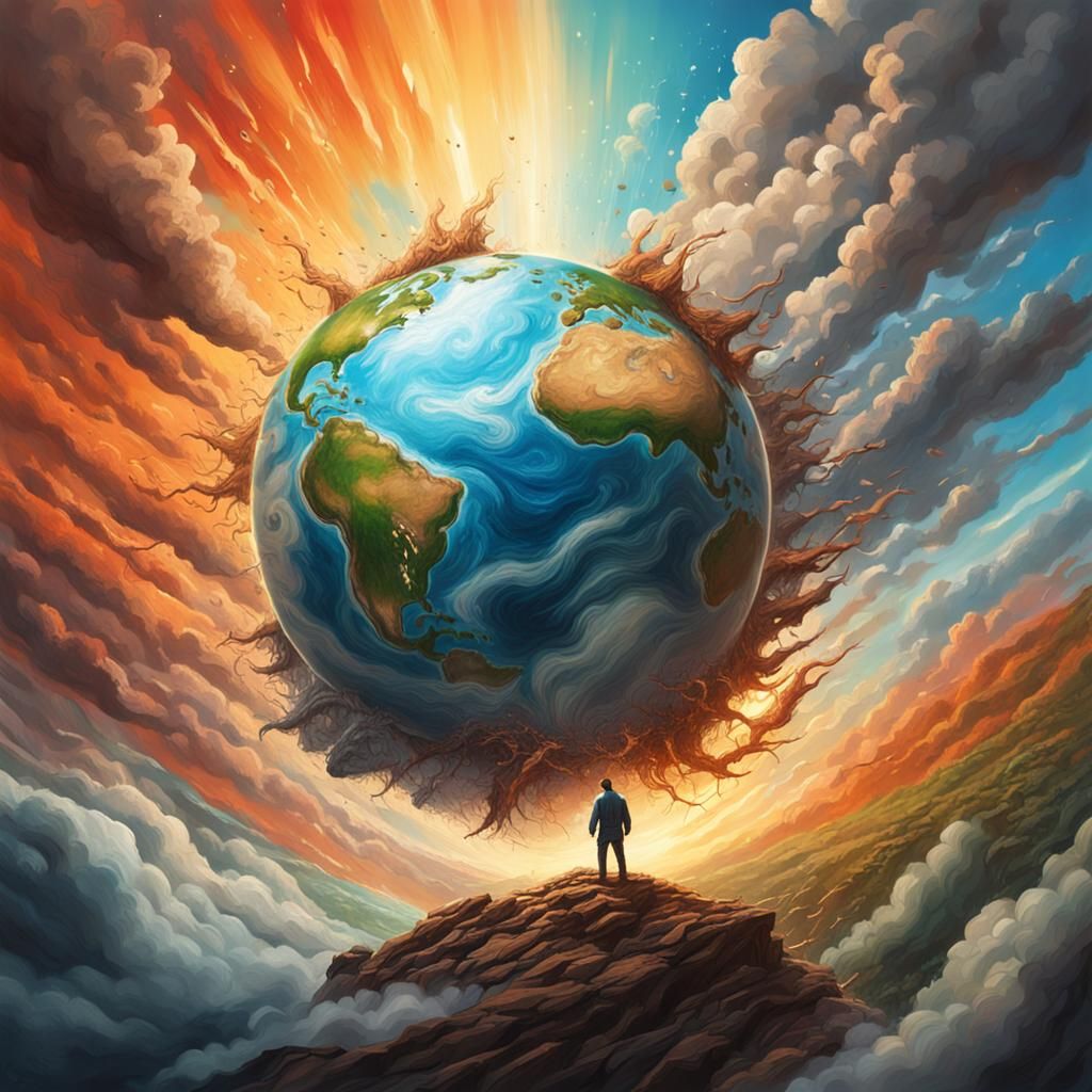 Father Sky's Wrath: Hyperrealistic Splash Art