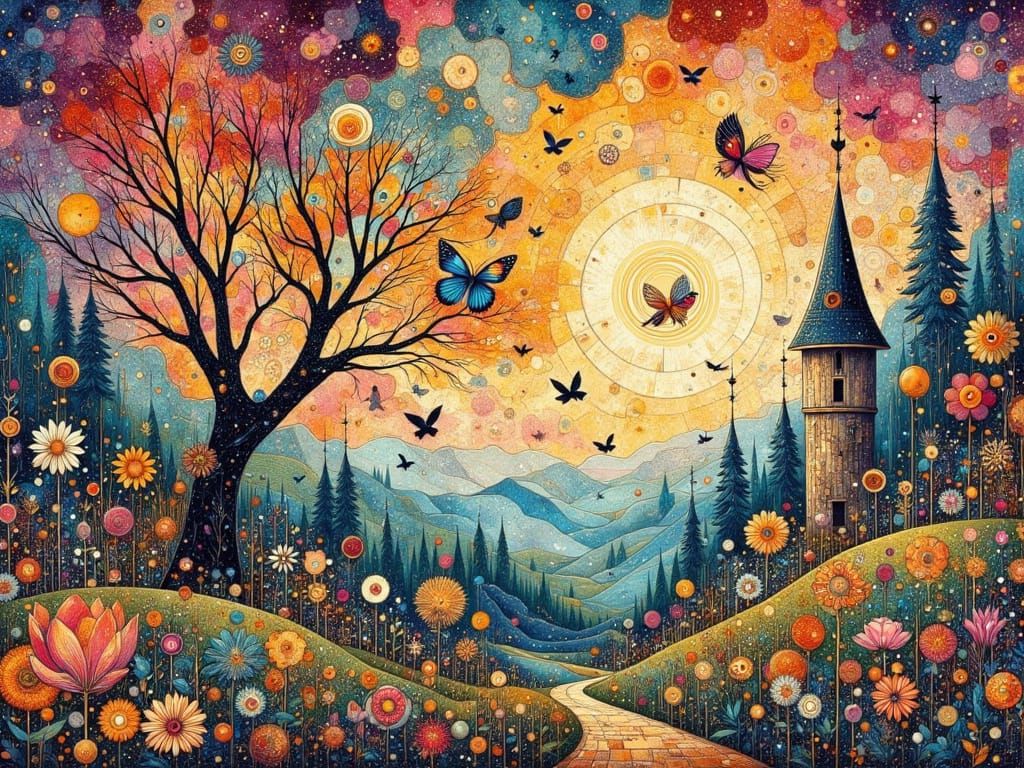 Whimsical Dreamscapes in Vibrant Watercolor and Ink