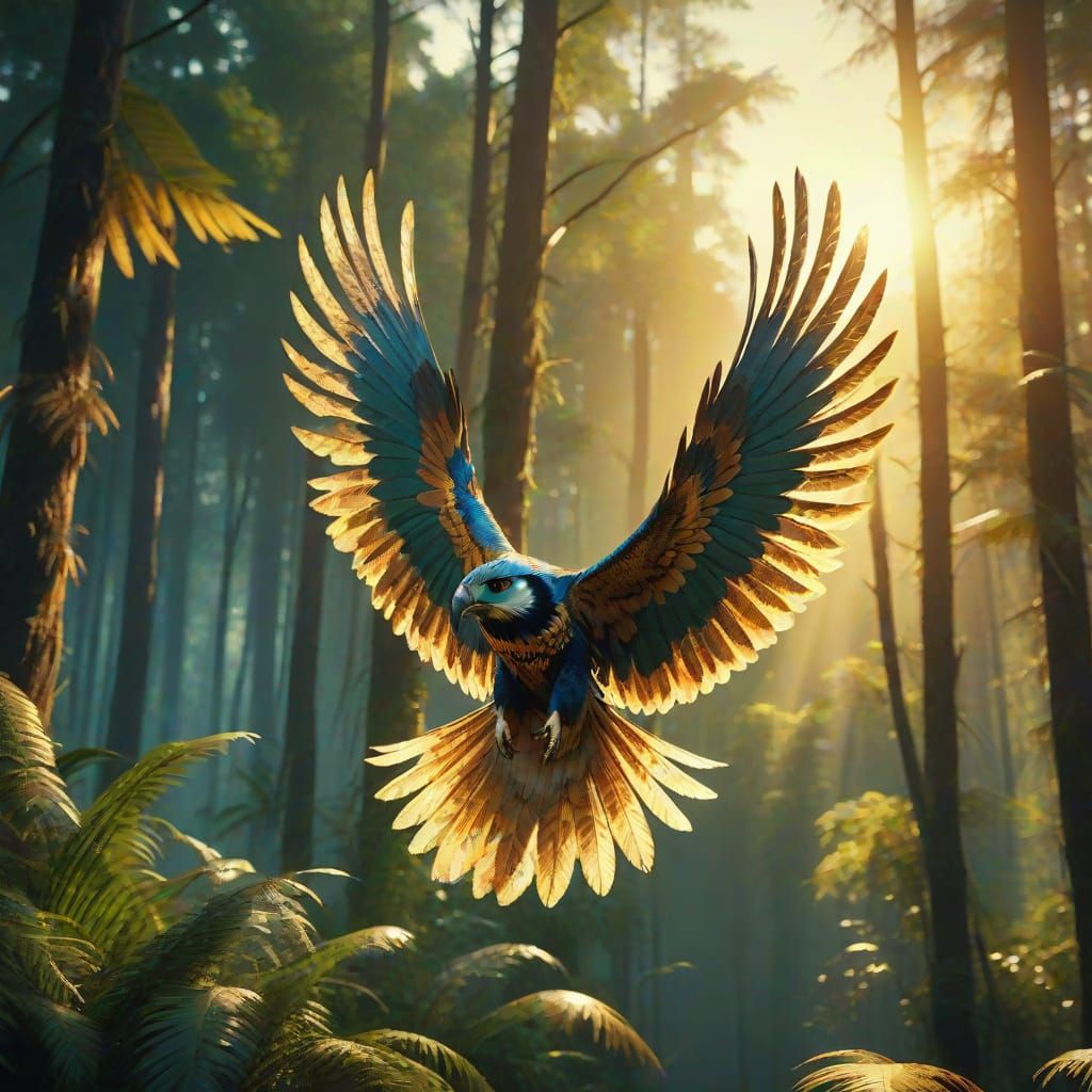 Honey Buzzards Flying: Vibrant Splash Art